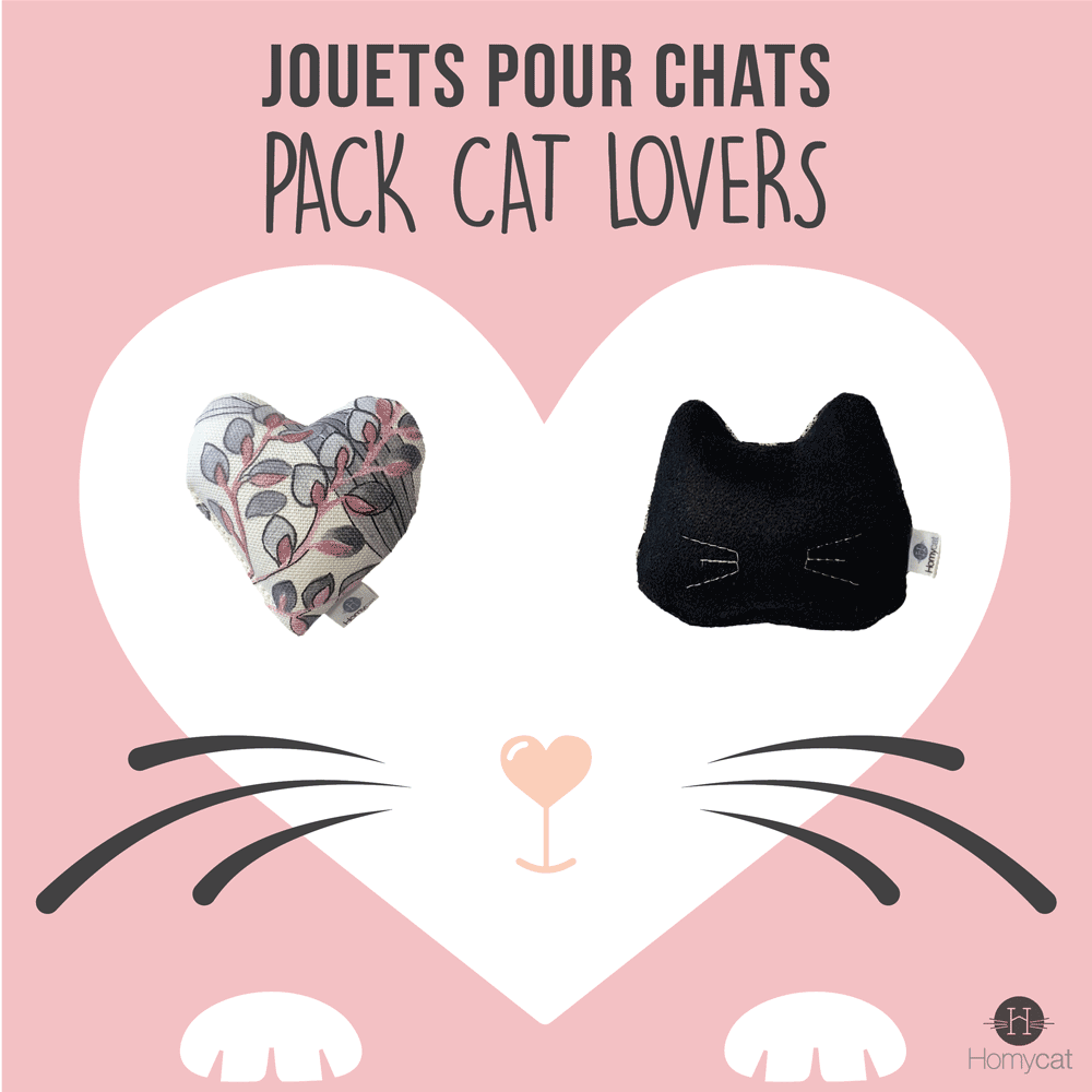 Jouets Cat Lovers - 1 Jouet Coeur + 1 jouet tête de chat