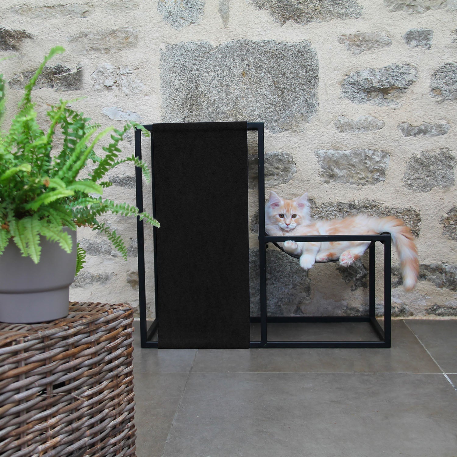 Petit arbre à chat design Élégance - Format S - Textile noir