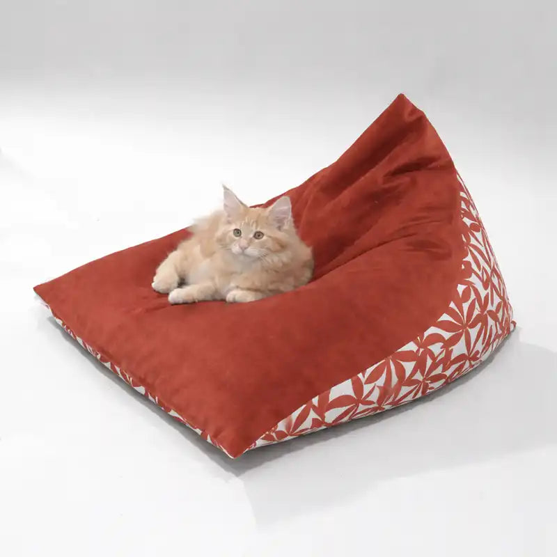 Berlingots S et XL - Couchage chat déco - Terracotta Feuillage Orange