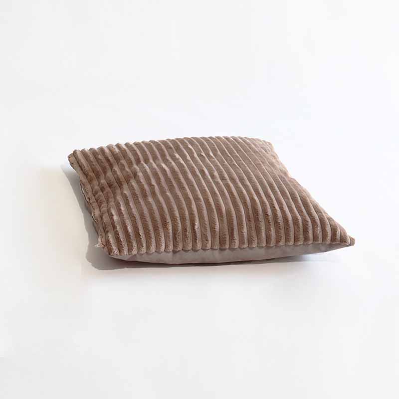 Coussins Design Chat - Velours Taupe et Ecru