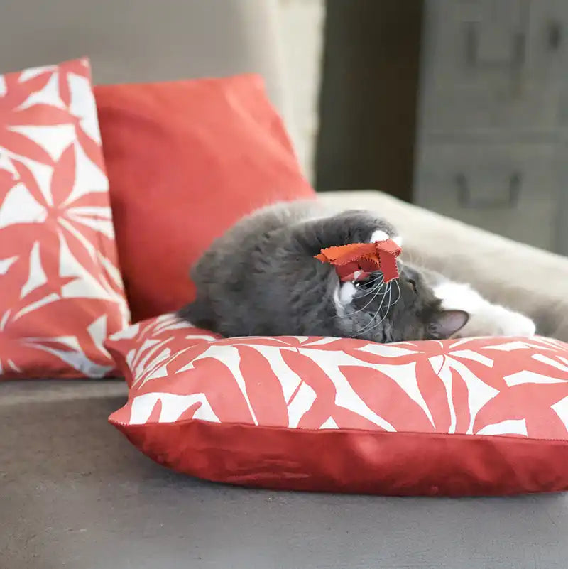 Coussins XL - Couchage chat stylé - Terracotta Feuillage Orange