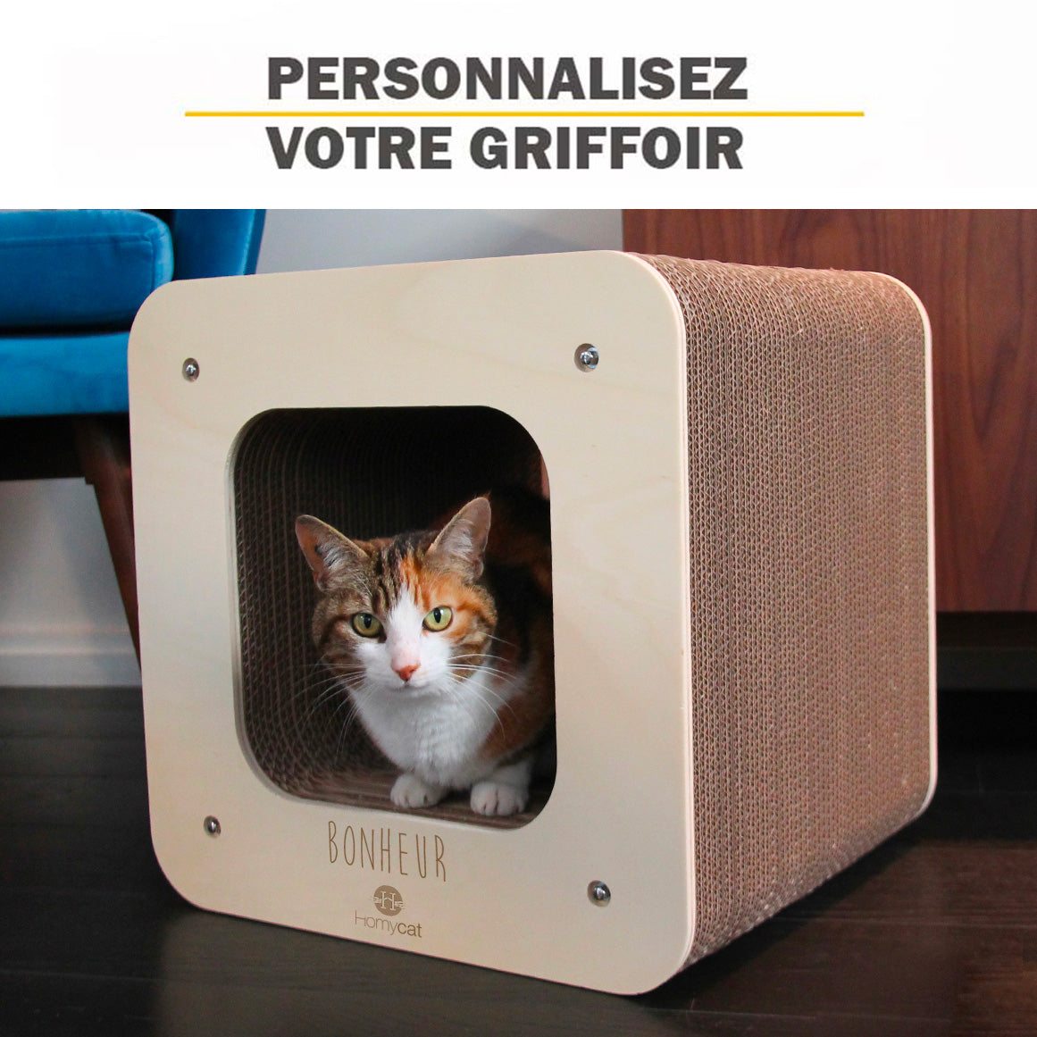 Griffoir cube cabane pour chat à personnaliser