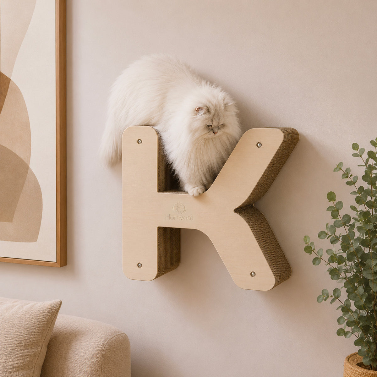 Lettre griffoir mural pour chat au choix (A à Z)