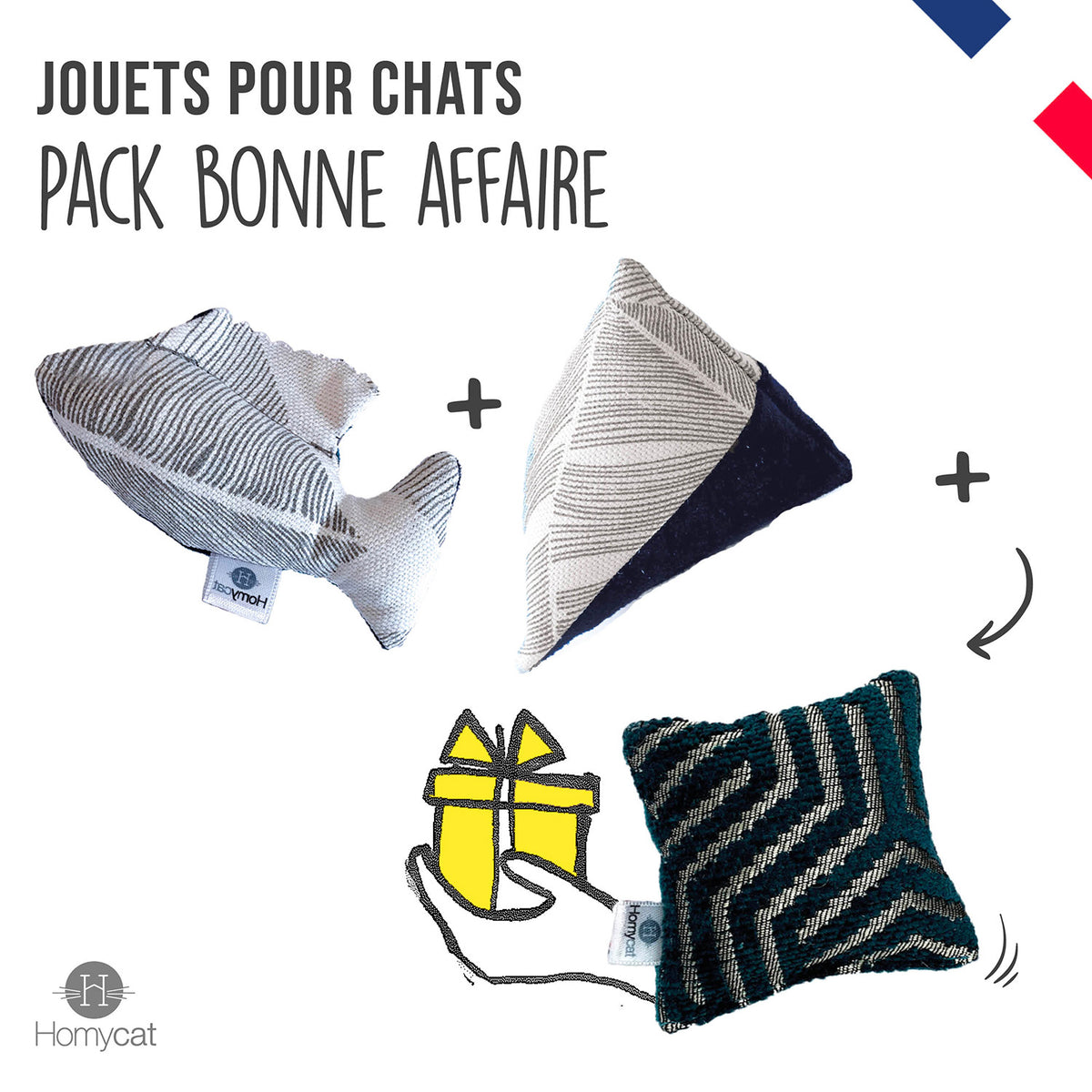 Pack Bonne Affaire - 1 Jouet Poisson + 1 Jouet Berlingot + 1 Jouet mini Coussin
