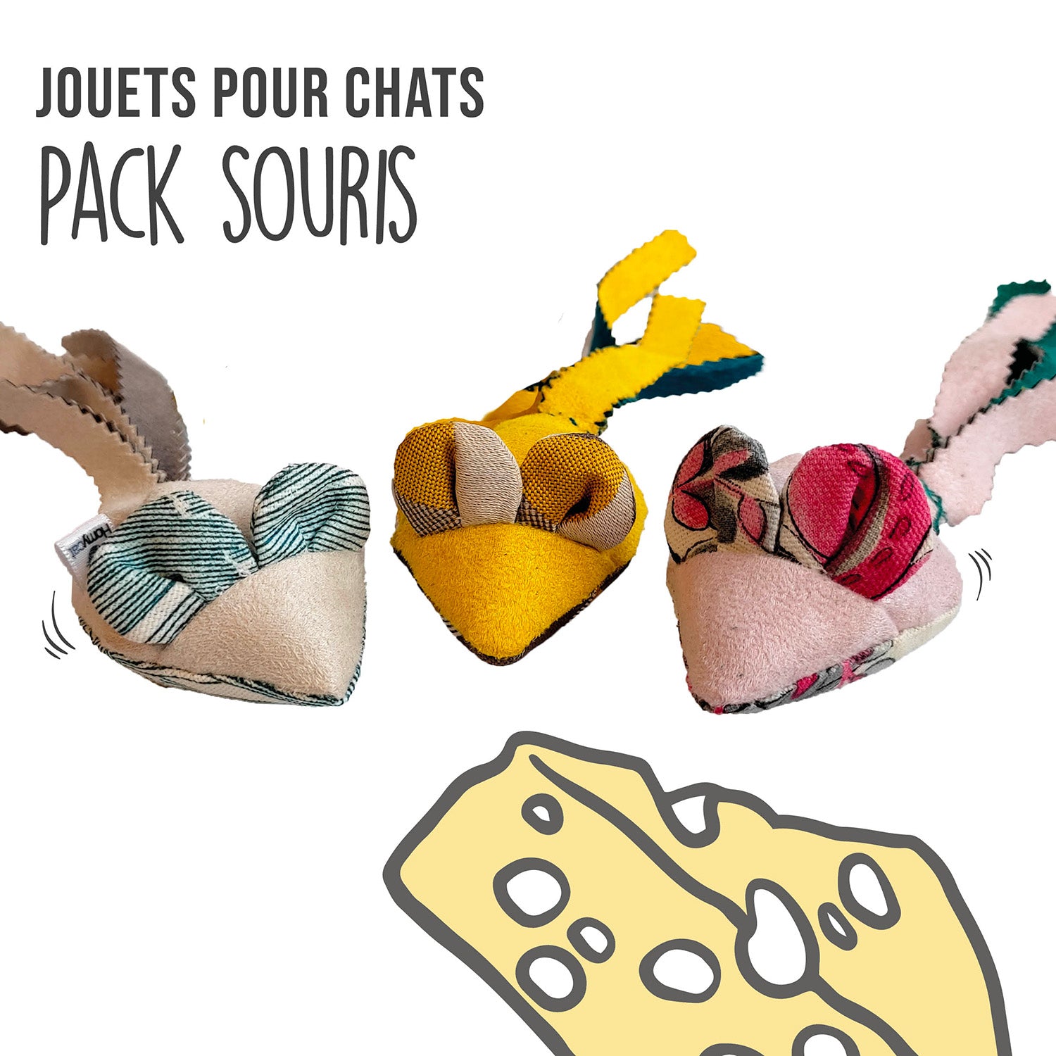 Pack Souris- 3 x Jouets Souris pour chats