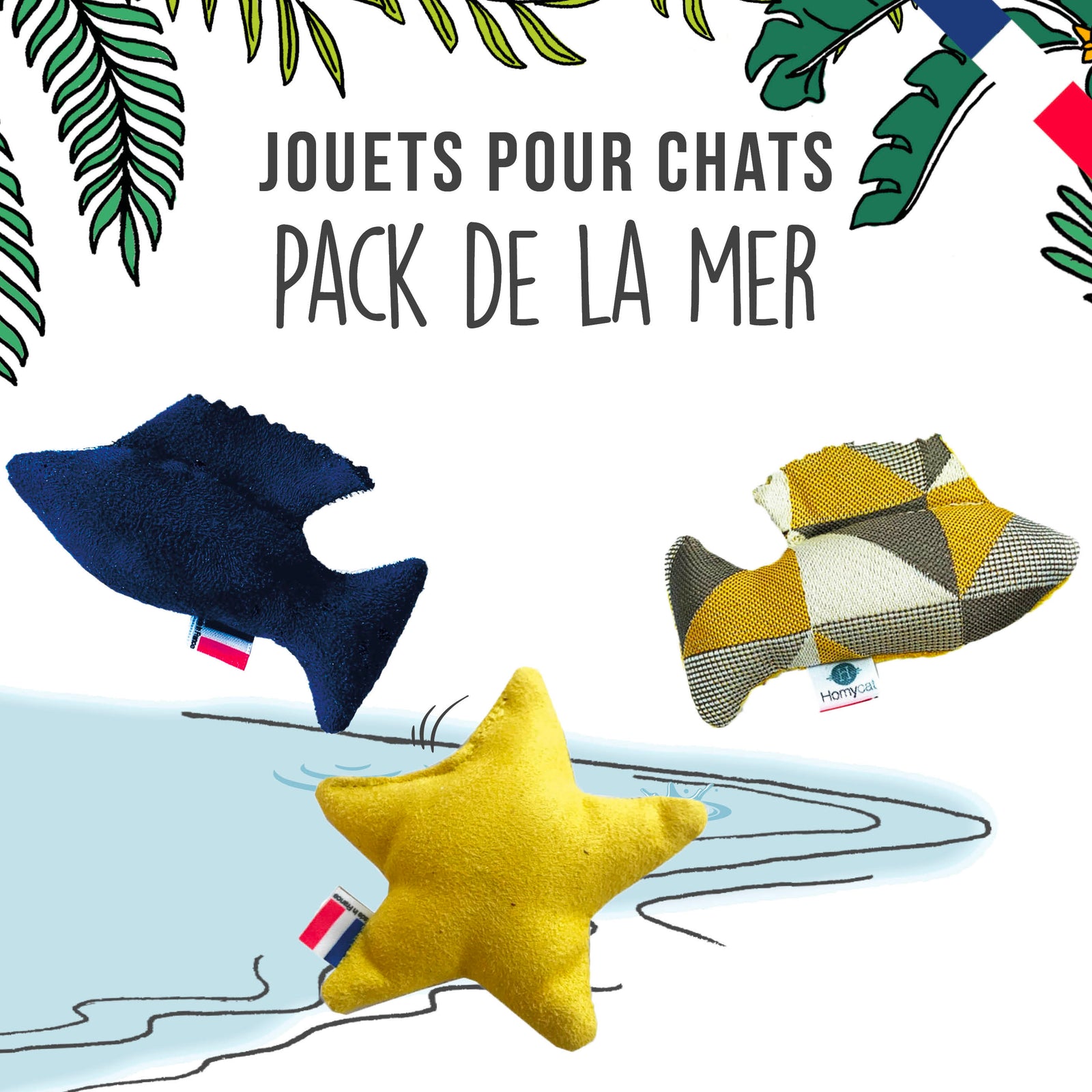 Pack de la mer - 2 x Jouets Poissons pour chats + 1 Jouet Étoile de Mer