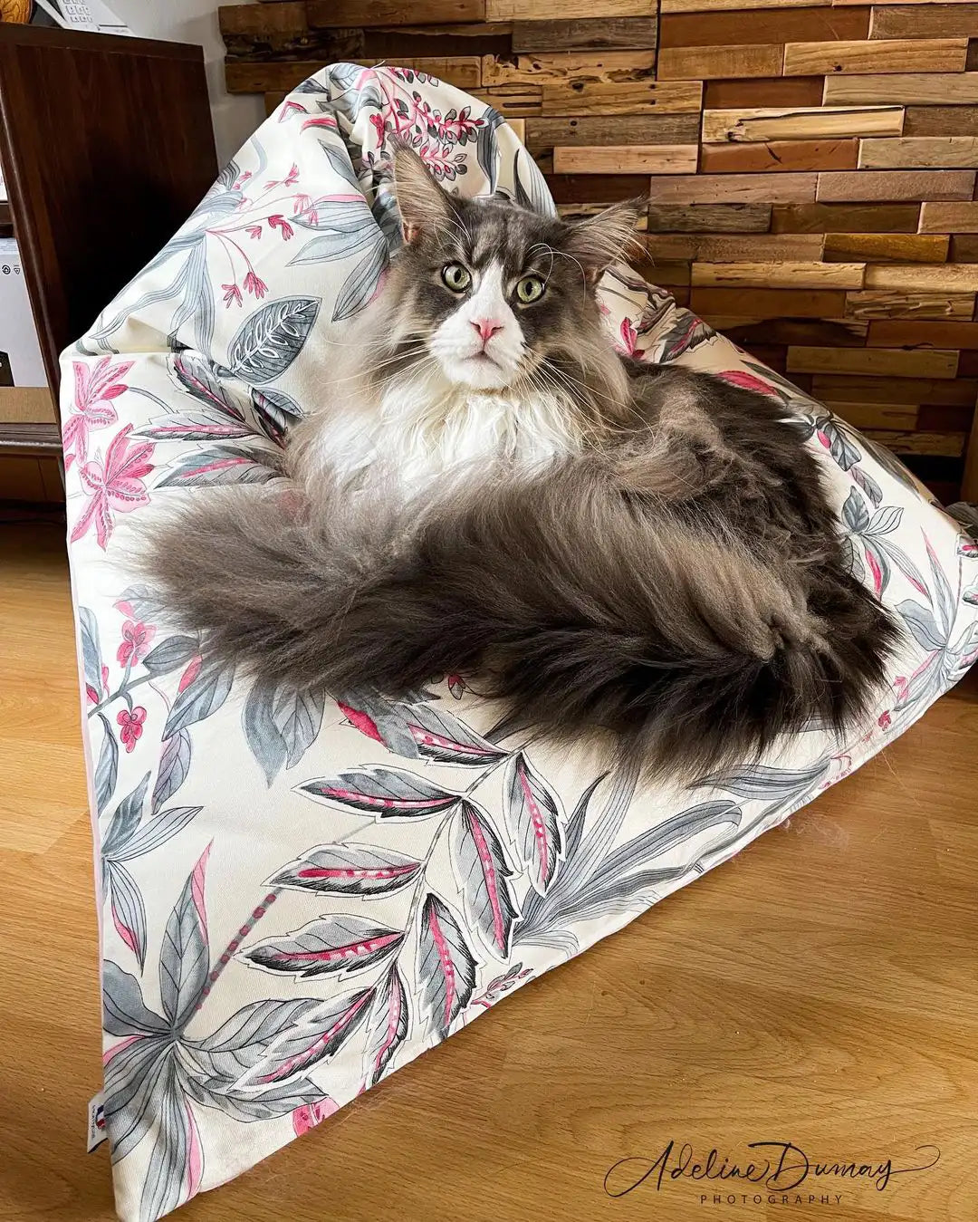 Berlingot Fleuri Rose - Couchage pouf chat design