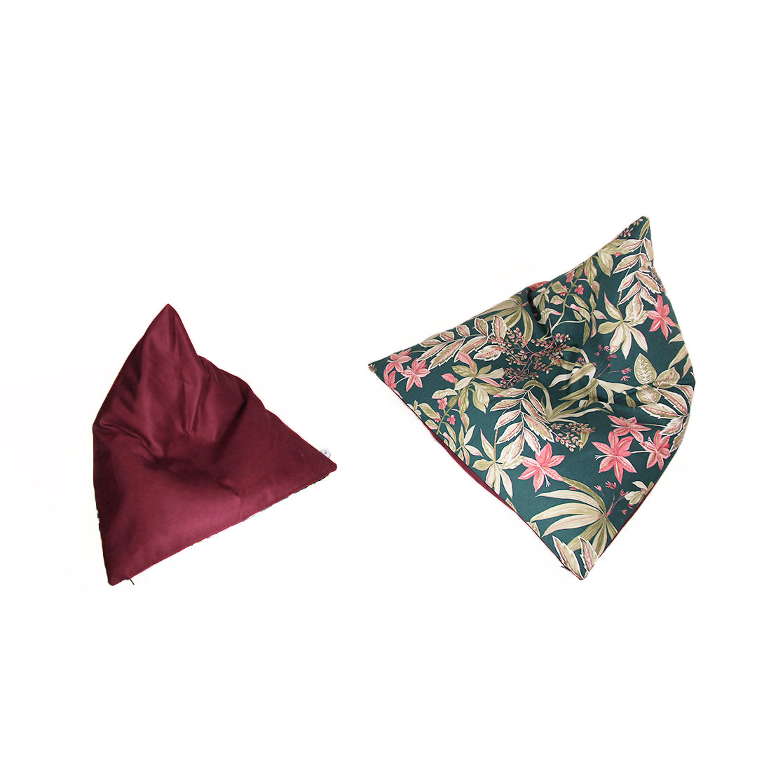 Berlingot Fleuri Emeraude Bordeau - Couchage bien-être pour chat