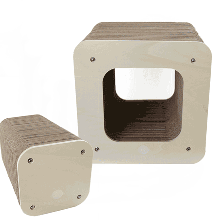 griffoir cabane + tour design chat chaton bois carton meuble homycat