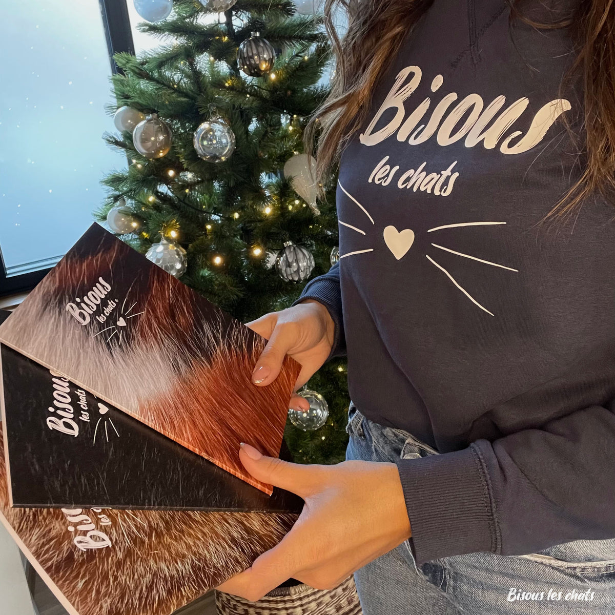 Sweat Bleu Marine - Femme - Bisous les chats