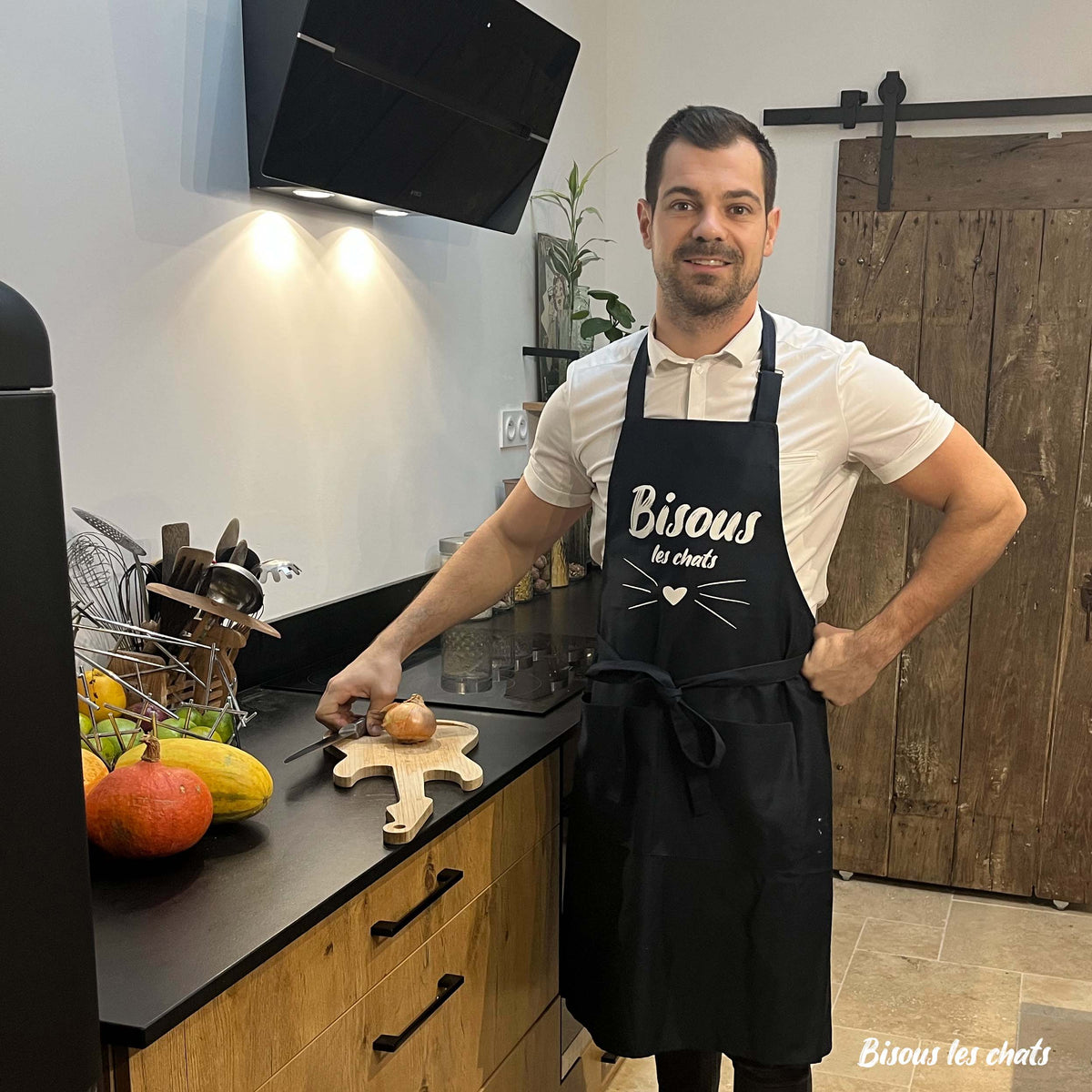 Tablier Bleu Marine Mixte - Bisous les chats