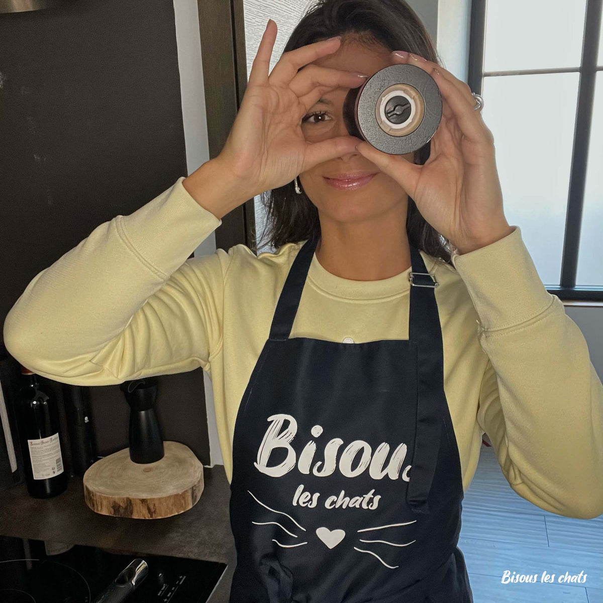 Tablier Bleu Marine Mixte - Bisous les chats