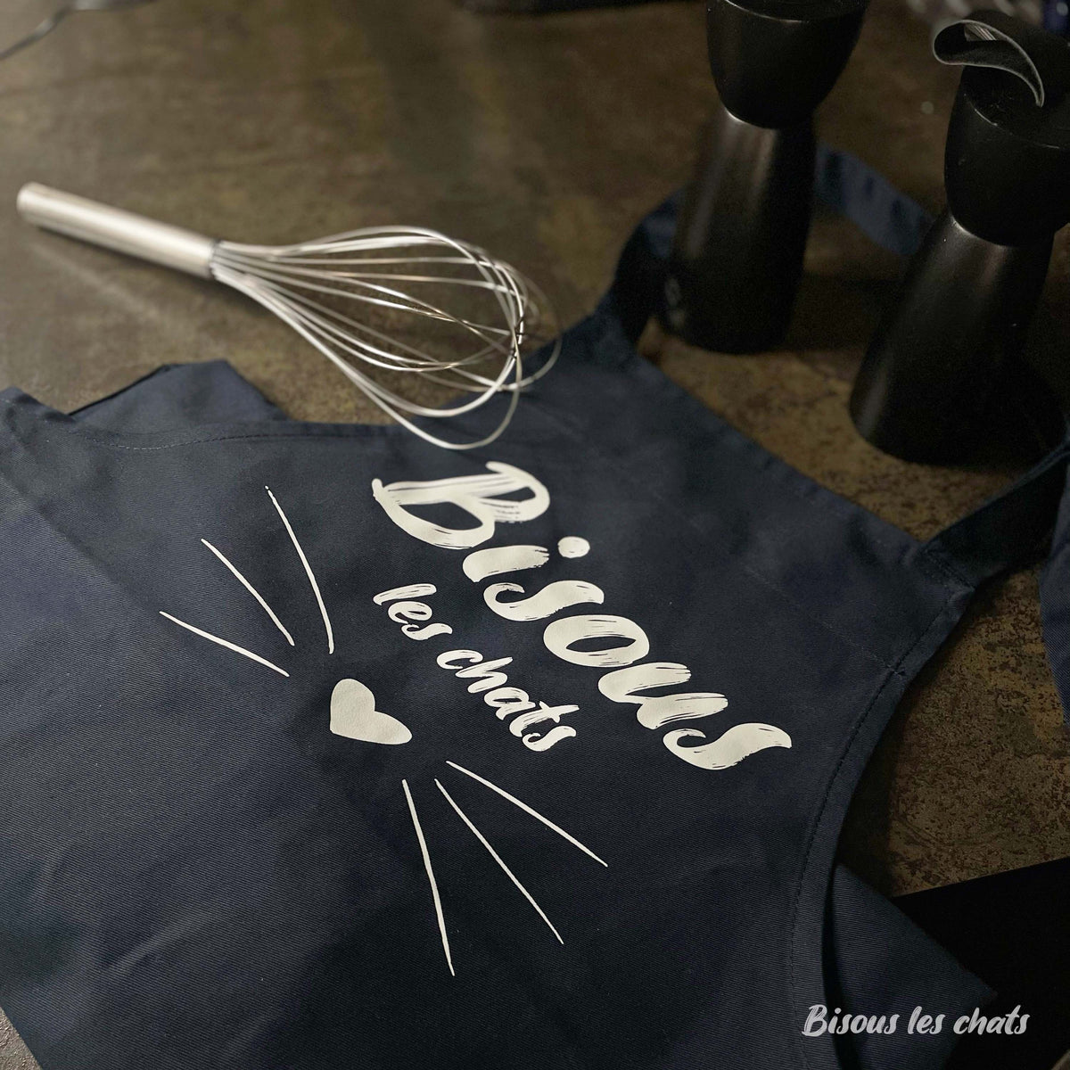 Tablier Bleu Marine Mixte - Bisous les chats
