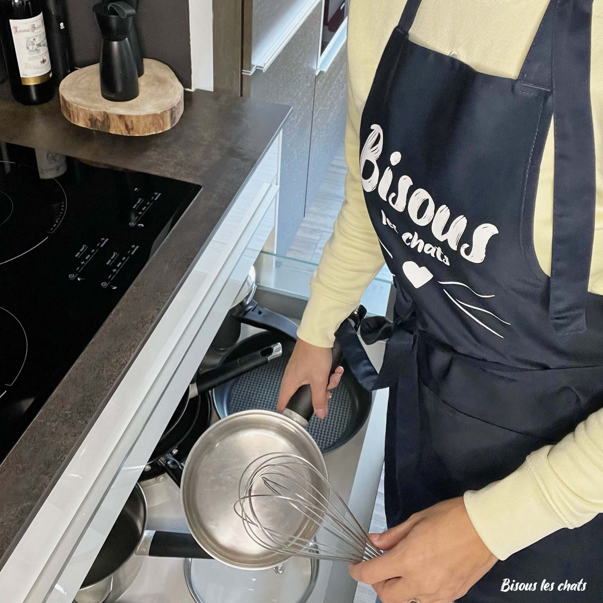 Tablier Bleu Marine Mixte - Bisous les chats