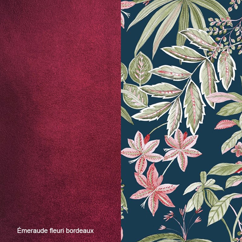 Tissu Emeraude fleuri bordeaux
