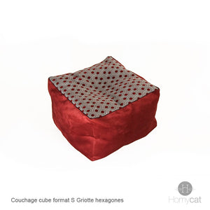 Couchage cube format S griotte Hexagones de chez Homycat