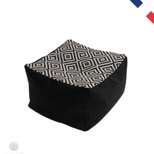 Cube Ethnique noir - Couchage pouf chat design