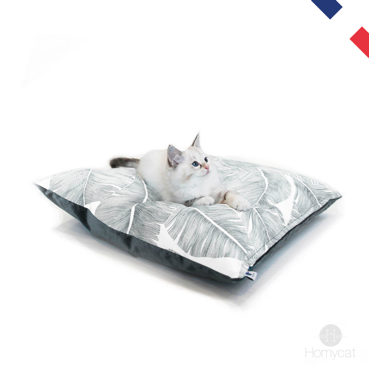 Coussin XL Gris Plume Gris - Couchage chat stylé