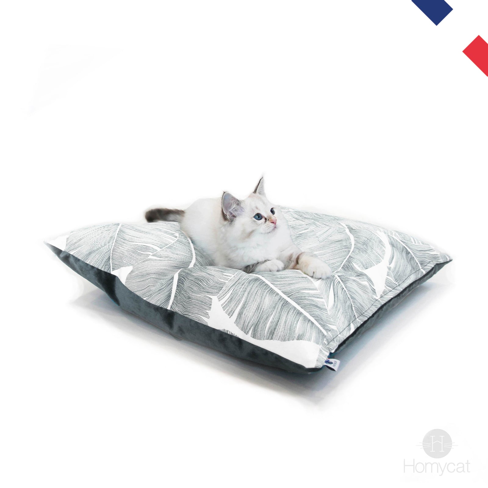 Coussin XL Gris Plume Gris - Couchage chat stylé