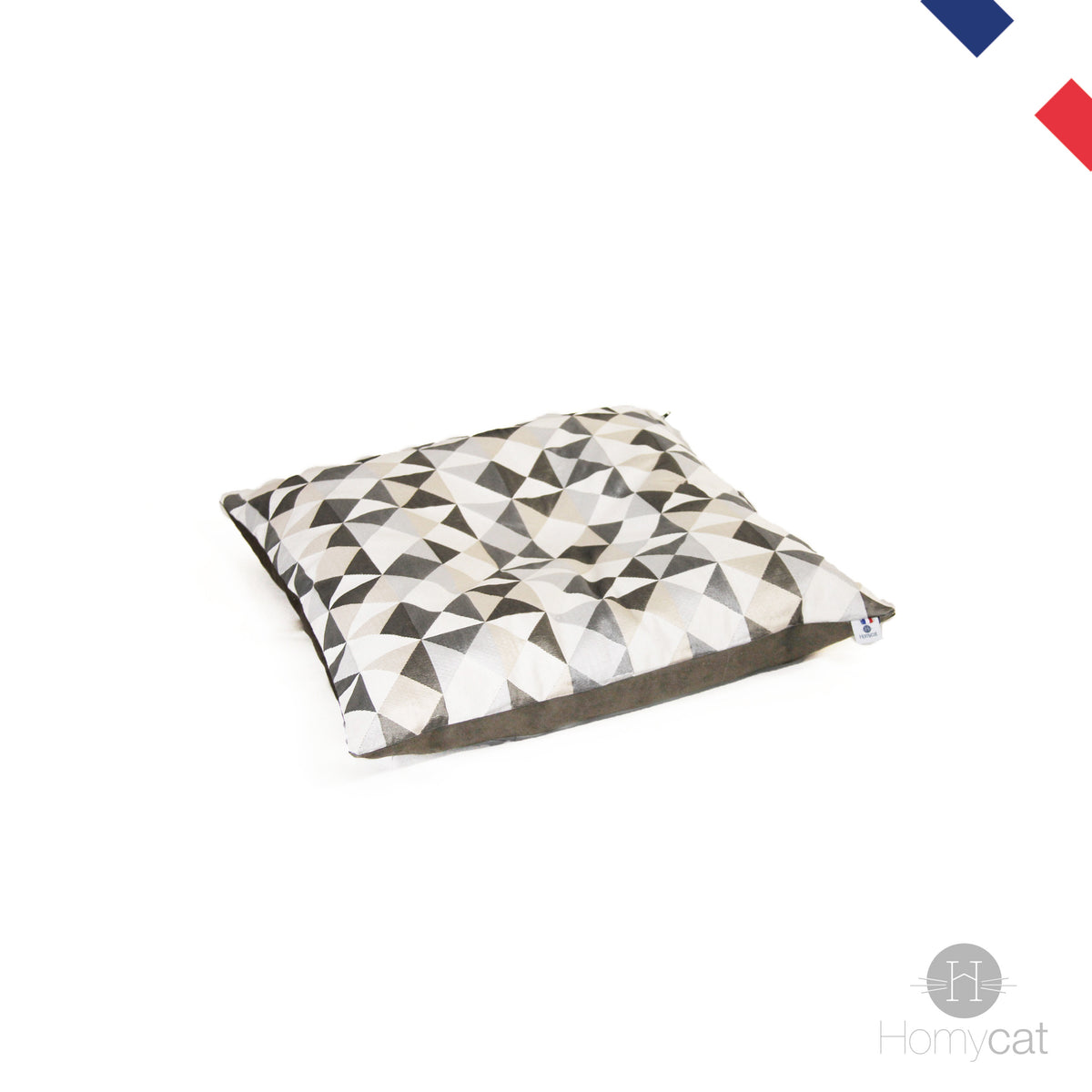 Coussin XL 55x55 cm Triangles écrus - Joli couchage chat