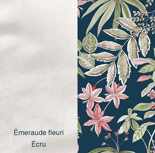 Tissu Emeraude fleuri écru
