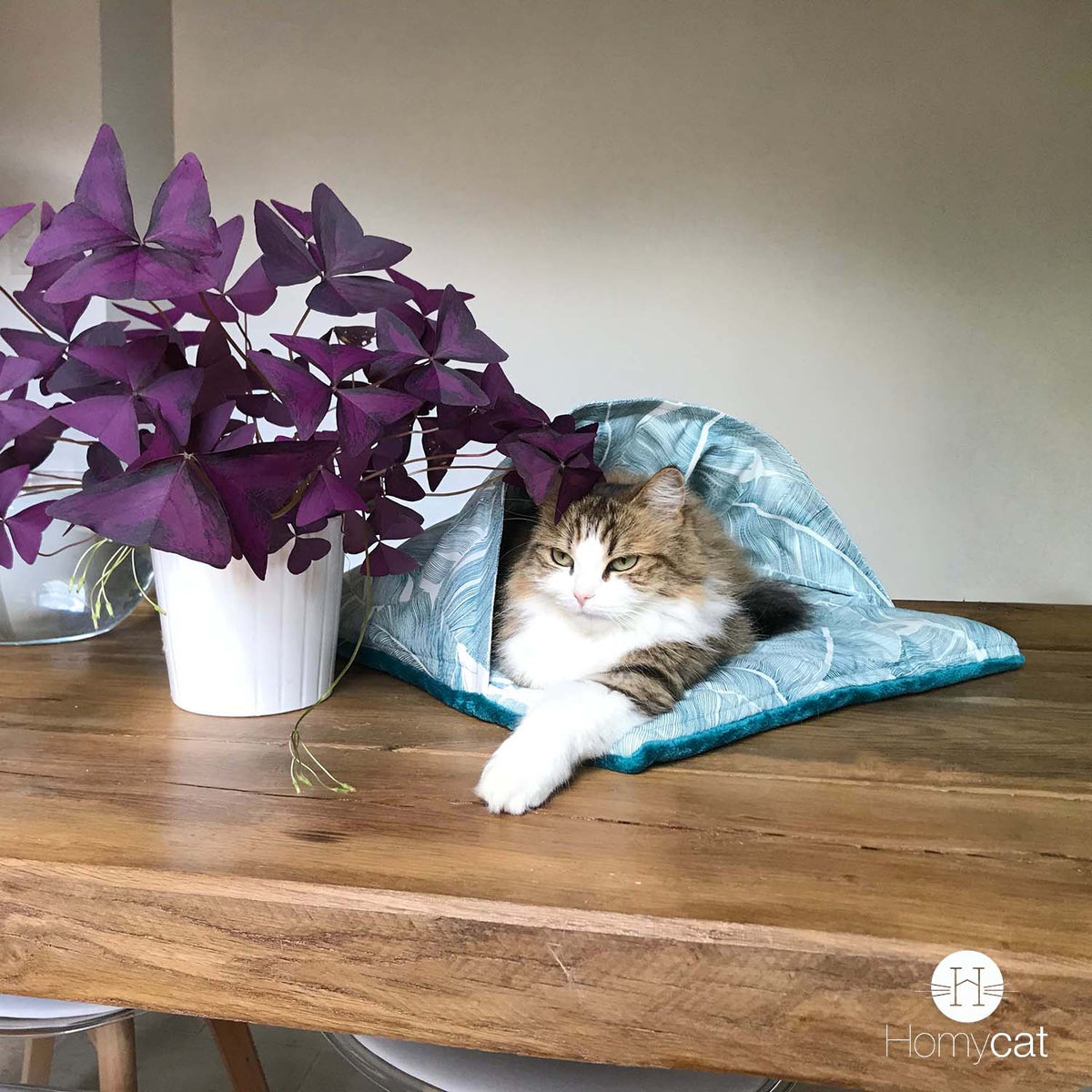 Le moelleux Emeraude Plume - Couchage pouf chat design