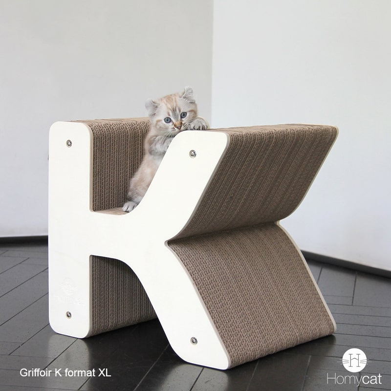 chaton-lynx-carton-xxl-griffe-griffoir-lettre-k-meuble-grand-qualité-haut-de-gamme-homycat