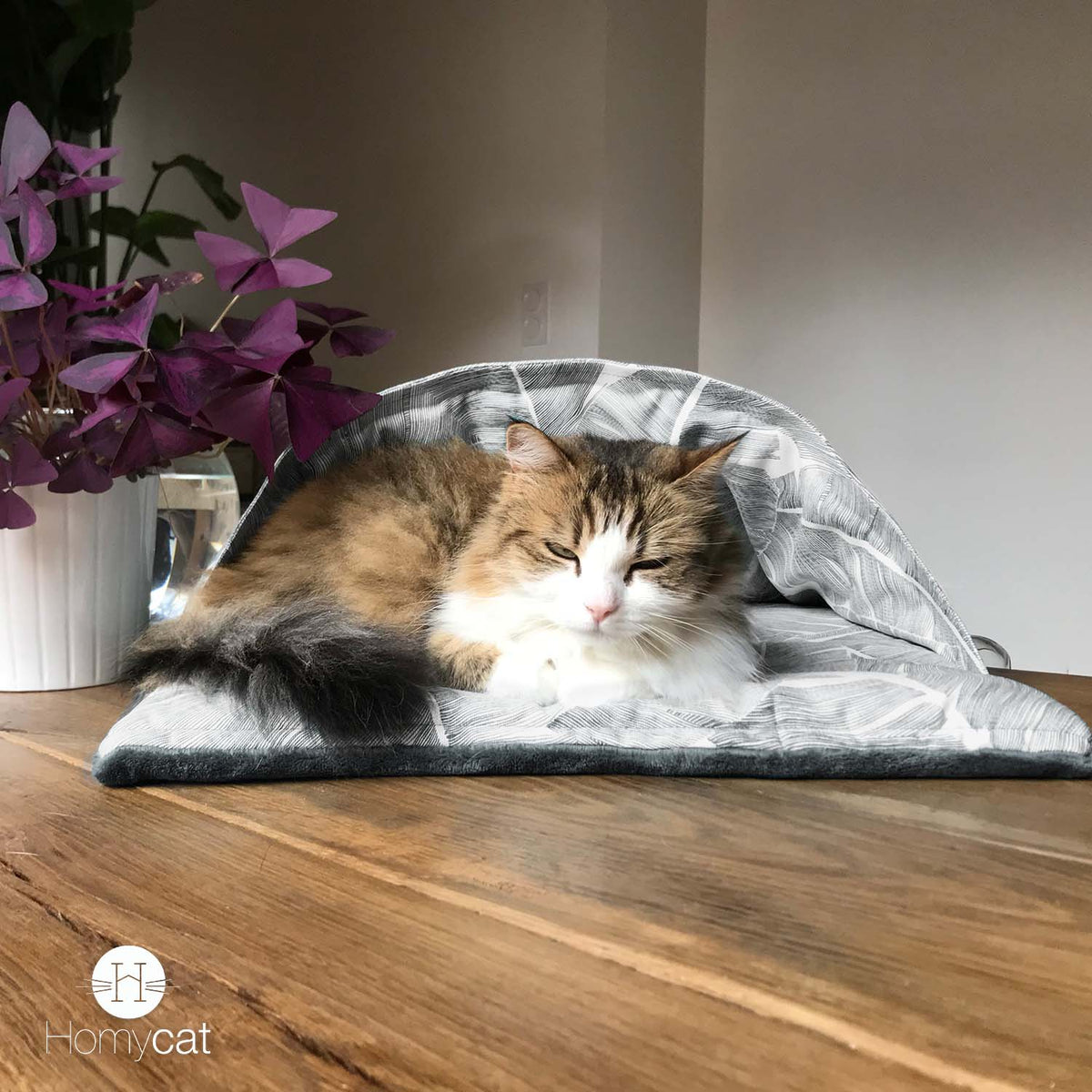 Le moelleux Gris Plume - Couchage pouf chat design