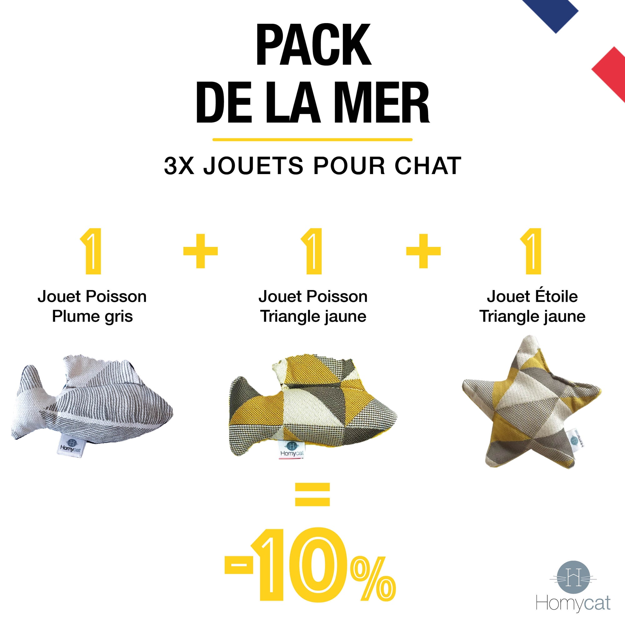 Pack de la mer - 2 x Jouets Poissons pour chats + 1 Jouet Étoile de Mer