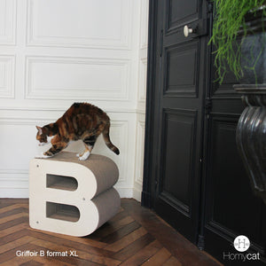 décoration-loft-lettre-b-griffoir-chat-bois-carton-france-homycat