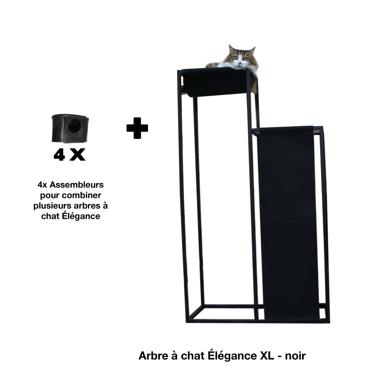 Arbre à chat noir XL avec 4 assembleurs 