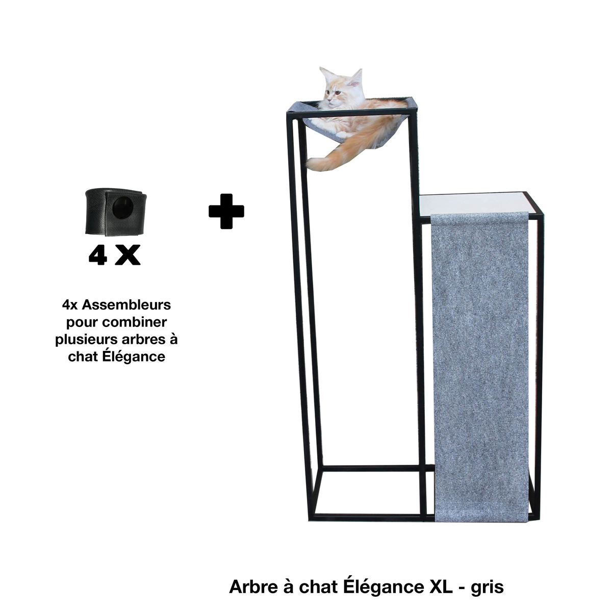Arbre à chat gris XL avec 4 assembleurs