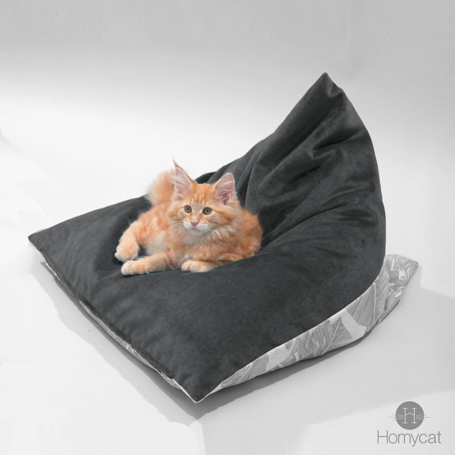 Couffin chat design Fleuri émeraude Bordeaux Ecru et confort pour chat -  Homycat