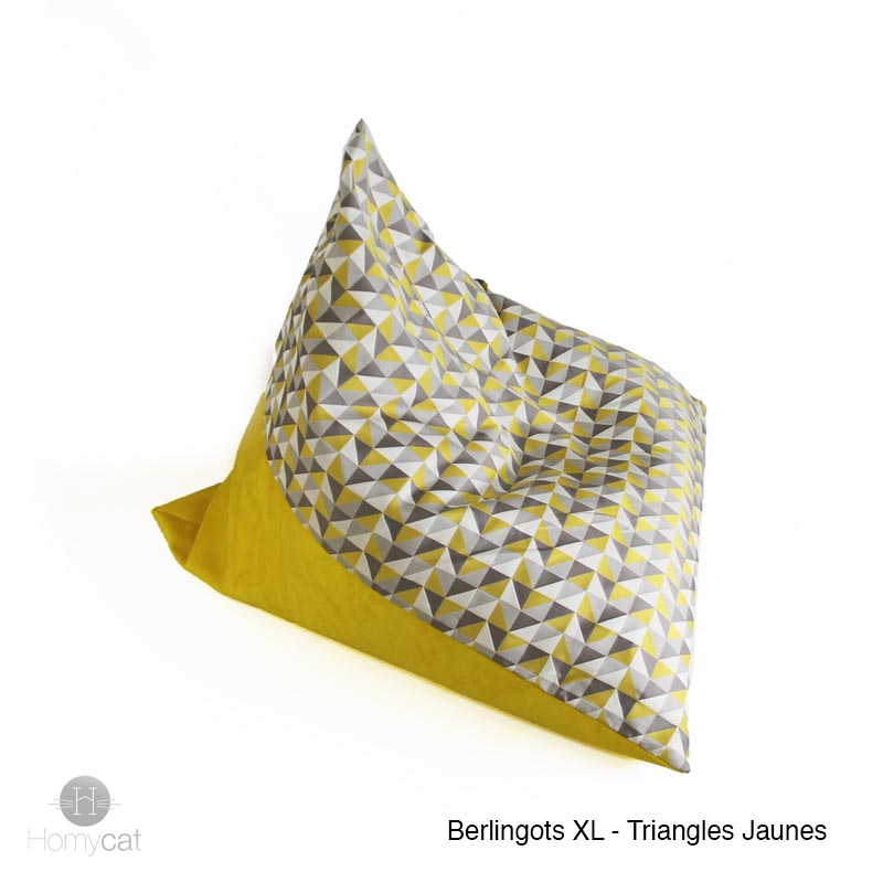 Grand coussin design triangles jaunes pour chat - Homycat