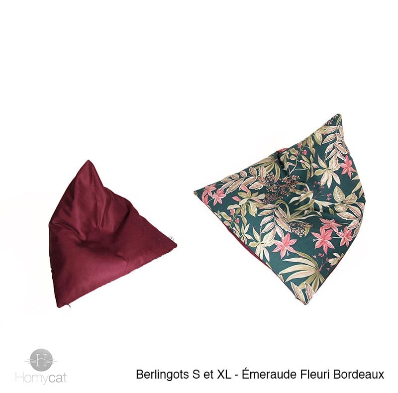Berlingots S et Xl Emeraude Fleuri Bordeaux de chez Homycat