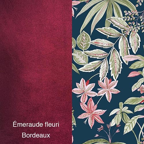 Tissu Emeraude fleuri Bordeaux