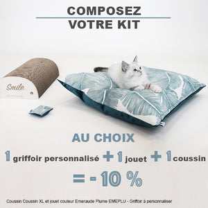 Kit chat(on) mini : Griffoir personnalisé + Couchage + Jouet
