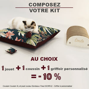 Kit chat(on) mini : Griffoir personnalisé + Couchage + Jouet