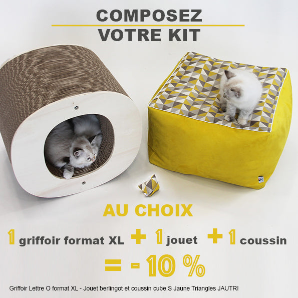 Kit chat(on) maxi XL : Lettre Griffoir format XL + Pouf Cube + Jouet