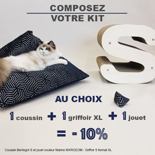 Kit chat(on) maxi XL : Lettre Griffoir format XL + Pouf Berlingot + Jouet